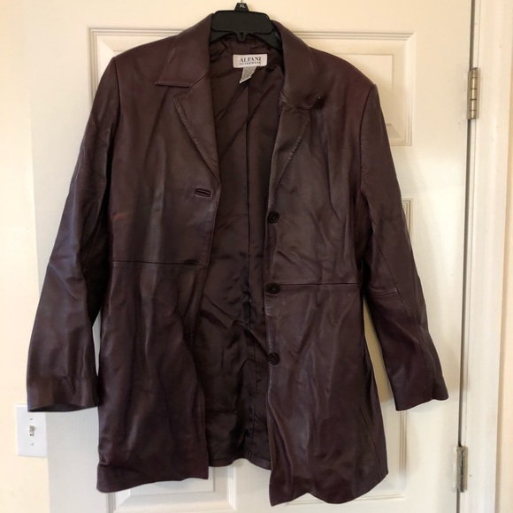 Alfani Women's Leather Jacket - Burgundy - Picture 1 of 10